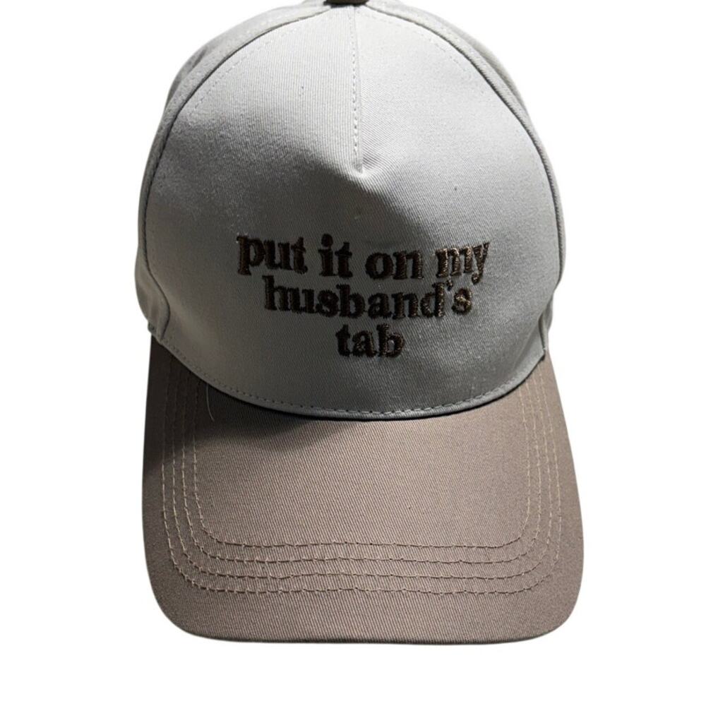 Put It On My Husband's Tab Baseball Cap Hat One-Size Adjustable Neutral Funny